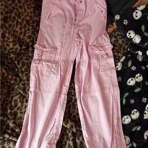 American Eagle Outfitters Pink Wide Leg Cargo Pants